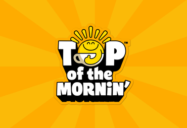 top of the morning sticker with orange background