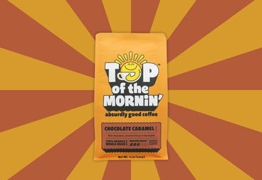 chocolate caramel flavored coffee, 100% Arabica beans, medium roast