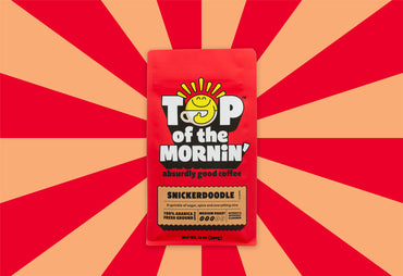 top of the mornin' snickerdoodle flavored coffee red bag jacksepticeye absurdly good coffee front