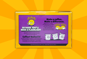 Top of the mornin' midnight oil box orange badge dark roast coffee single serve cups back