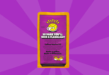 midnight oil dark roast top of the mornin coffee beans classic back of bag