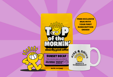 sunset decaf medium roast craft coffee jacksepticeye top of the mornin subscription free mug