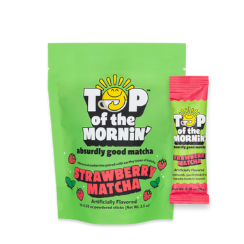 top of the mornin' strawberry matcha front of bag matcha stick