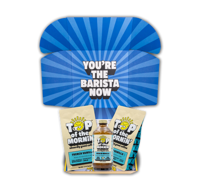 french vanilla syrup ooh la la gift box, zero calories and zero sugar Top of the Mornin Coffee in a gift box bundle