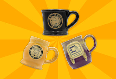 Top of the mornin 3 mugs anniversary mug spice up your day mug screaming mug yellow purple and black yellow stripes background jacksepticeye