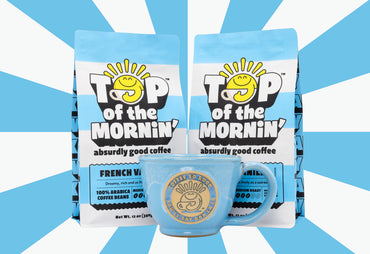 Top of the morning french vanilla two bags and blue mug bundle by jacksepticeye