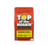 rainbow cereal coffee bag red with yellow badge 