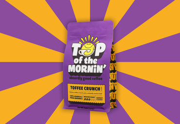 purple bag top of the mornin toffee crunch jacksepticeye coffee purple and orange background