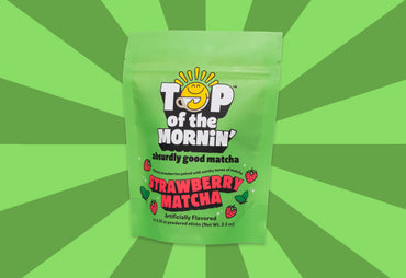 top of the mornin' strawberry matcha side of bag