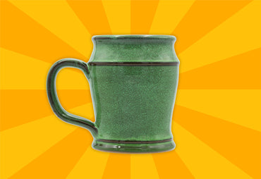 top of the mornin 2025 green mug yellow background back