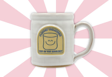 white fluffin' delicious top of the mornin mug front